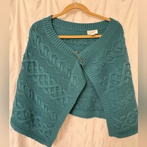 Crochet sweater cape from the Loft.Size
Small-large.